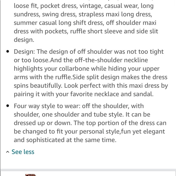 WOMENS OFF THE SHOULDER RUFFLE DRESS Size med SIDE SPLIT MAXI DRESS WITH POCKETS - Picture 14 of 14